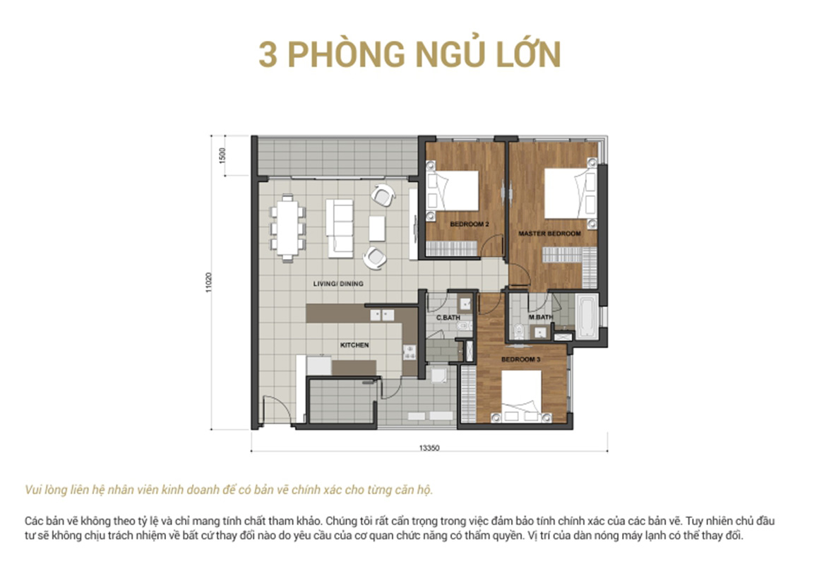Thiết kế căn 3PN lớn - dự án Estella Height
