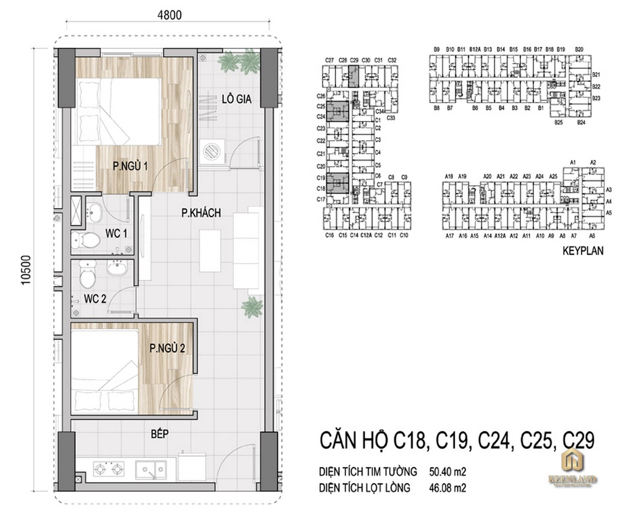 Thiết kế chi tiết căn hộ C18, C19, C24, C25, C29 Lakeview Tower