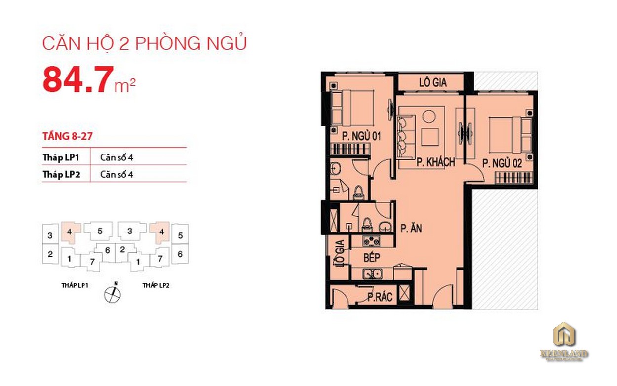 Thiết kế căn hộ điển hình Lucky Palace 2 phòng ngủ