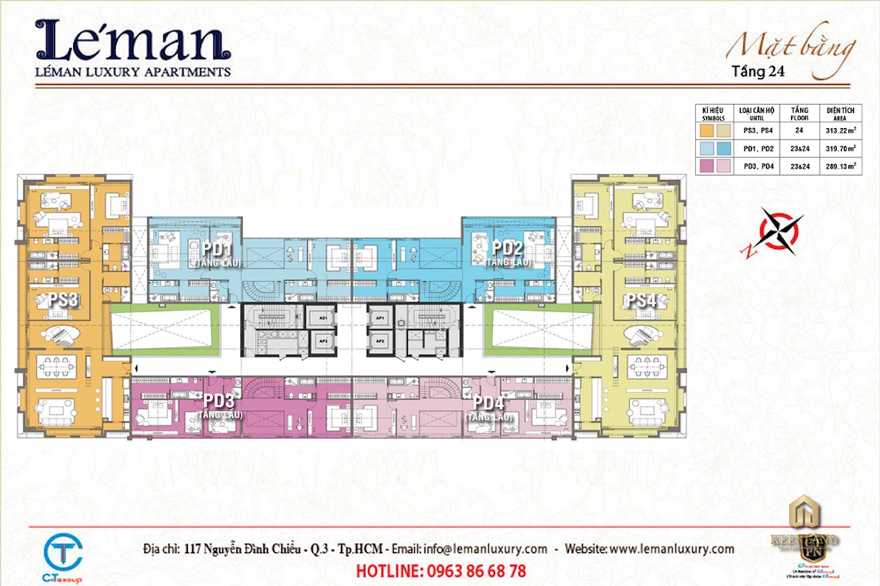 Mặt bằng tầng điển hình dự án Léman Luxury Apartment Quận 3