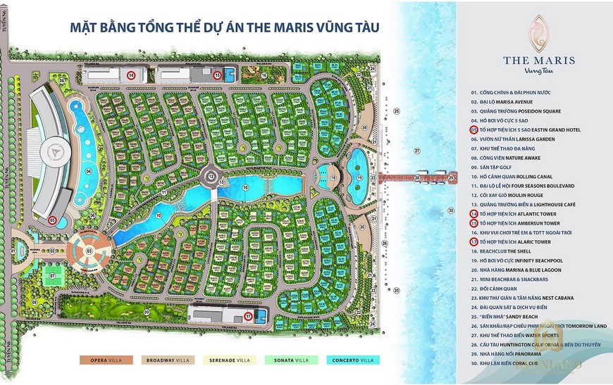 Bản đồ tổng thể chuỗi tiện ích tại dự án Maris Vũng Tàu