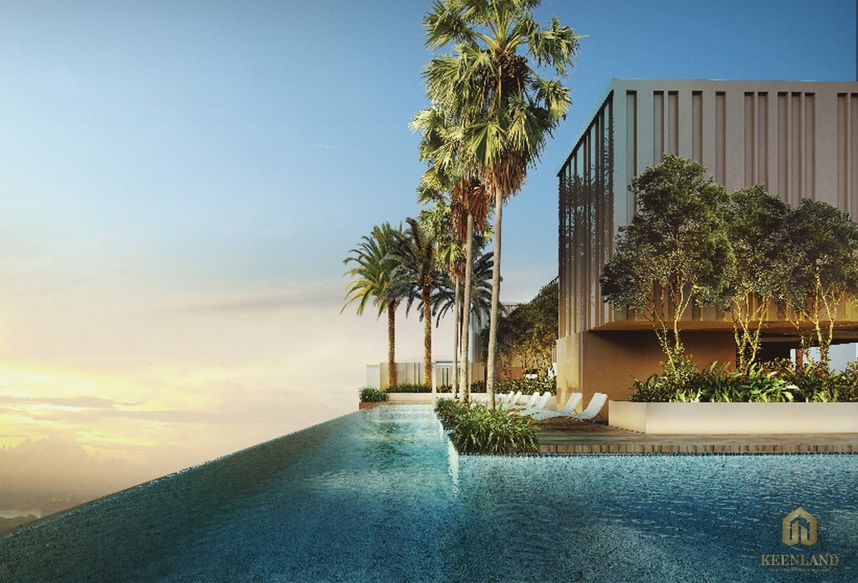 Tiện ích hồ bơi tuyệt đẹp ngắm nhìn thành phố tại dự án căn hộ chung cư D’Edge Thảo Điền