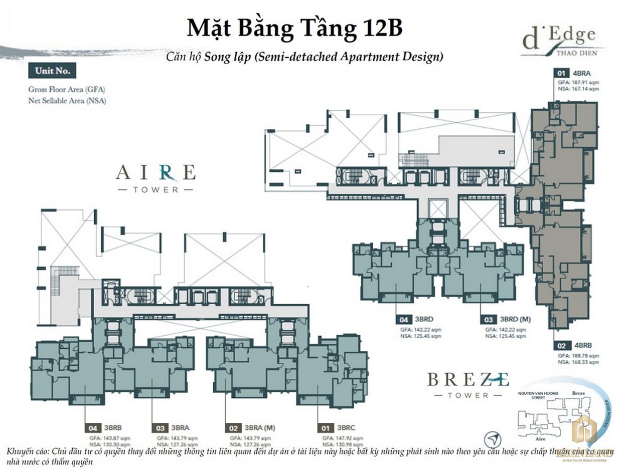 Mặt bằng tầng 12B dự án căn hộ D'edge Thảo Điền