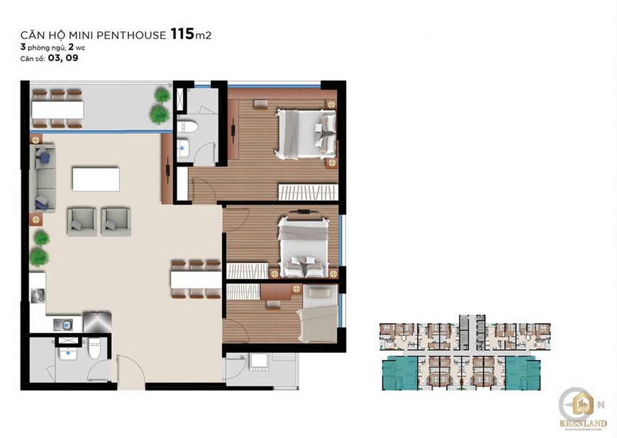 Thiết kế căn hộ 115m2 chung cư An Gia Riverside Quận 7 