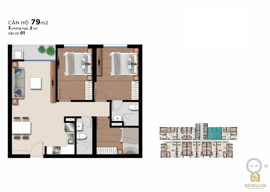 Thiết kế căn hộ 79m2 chung cư An Gia Riverside Quận 7 
