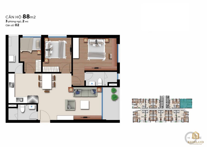 Thiết kế căn hộ 88m2 chung cư An Gia Riverside Quận 7 
