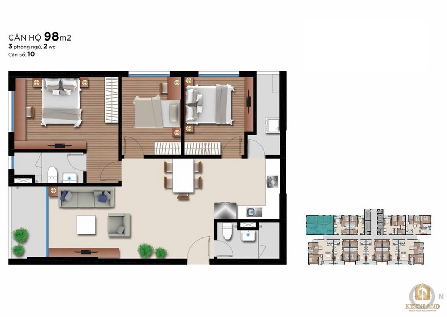 Thiết kế căn hộ 98m2 chung cư An Gia Riverside Quận 7 