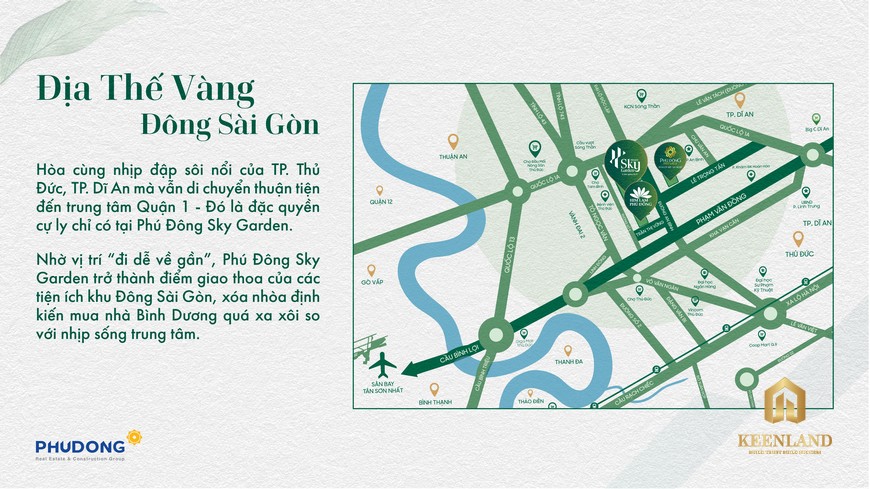 Vị trí dự án Phú Đông Sky Garden đường An Bình thành phố Dĩ An tỉnh Bình Dương