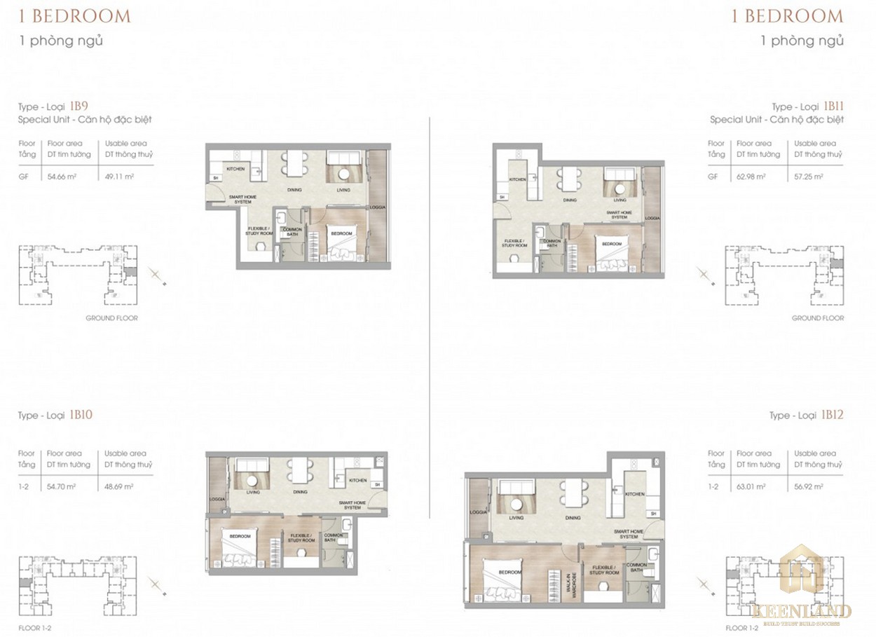 Thiết kế chi tiết căn hộ 1PN dự án chung cư cao cấp The Marq