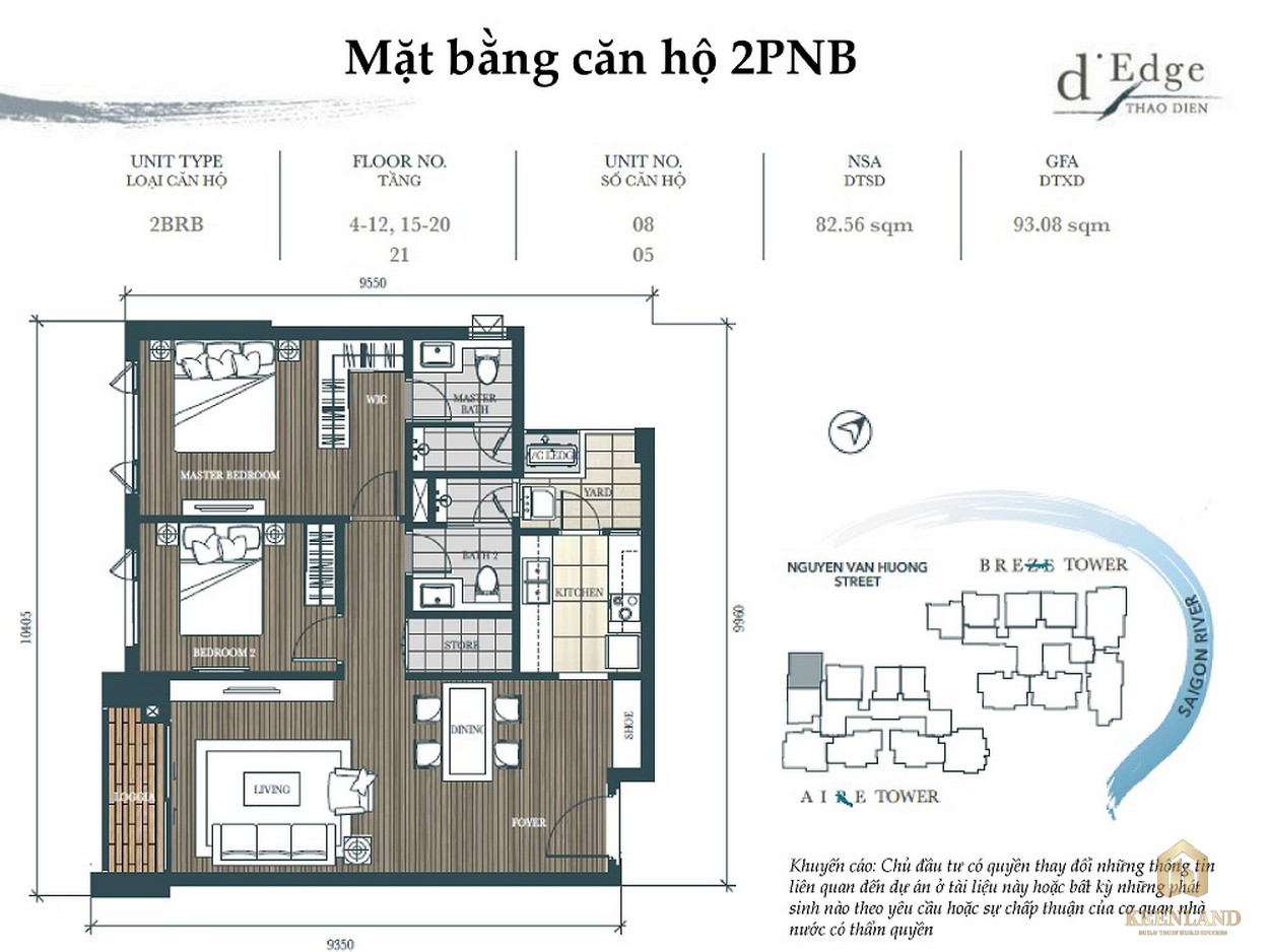 Thiết kế căn hộ 2PN tại dự án D’Edge Thảo Điền