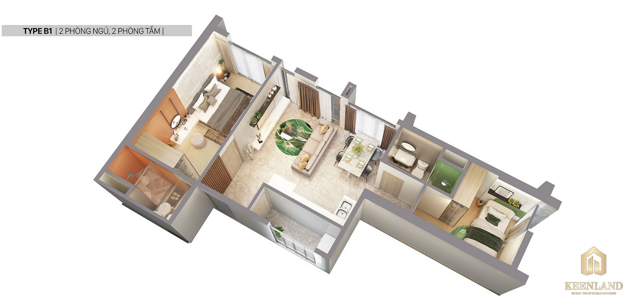 Thiết kế 3D căn hộ B1 dự án Citi Grand Quận 2