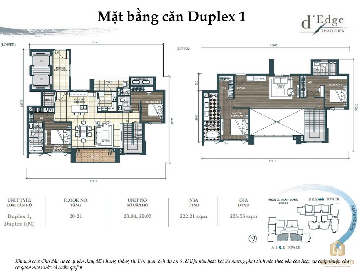 Thiết kế căn hộ Duplex 1 tại dự án D’Edge Thảo Điền