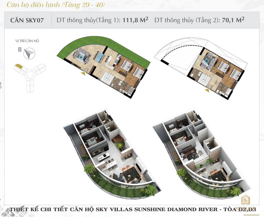 Thiết kế chi tiết căn hộ Sky Villas dự án Sunshine Diamond River Quận 7