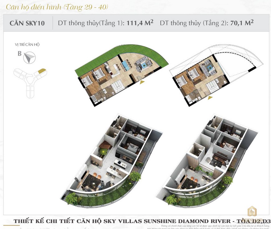Thiết kế chi tiết căn hộ Sky Villas dự án Sunshine Diamond River Quận 7