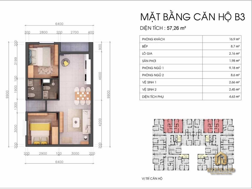 Thiết kế căn hộ Stown Tham Lương B2 2 phòng ngủ