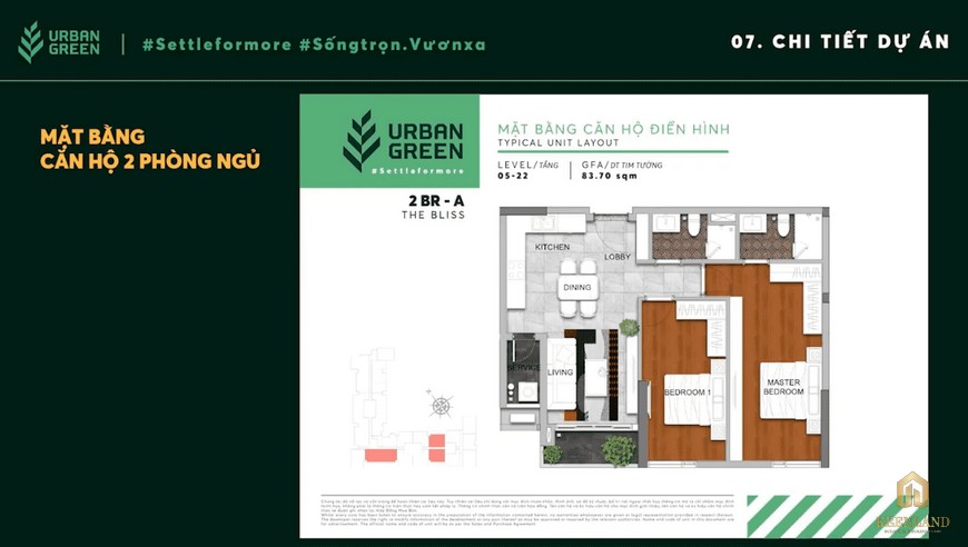 Thiết kế căn hộ 2BR-A Urban Green