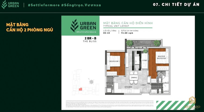 Thiết kế căn hộ 2BR-B Urban Green