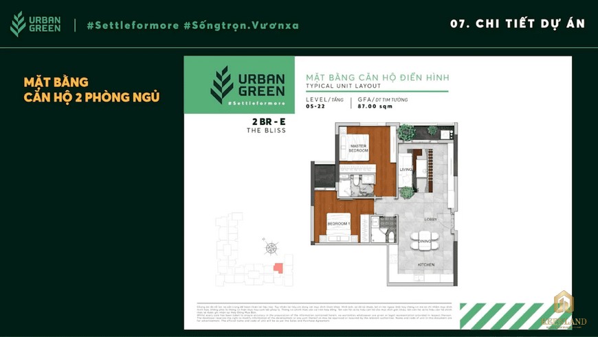 Thiết kế căn hộ 2BR-E Urban Green