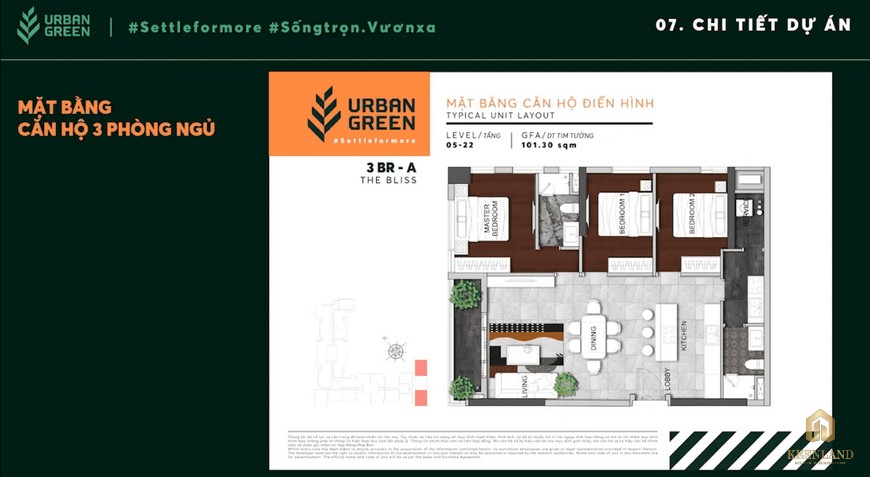 Thiết kế căn hộ 3BR-A Urban Green