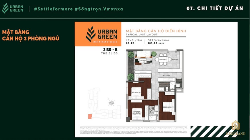 Thiết kế căn hộ 3BR-B Urban Green
