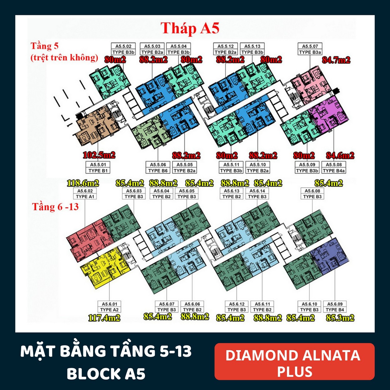 Chi tiết mặt bằng căn hộ Diamond Alnata Plus Celadon City Diamond Centery keenland 9 5