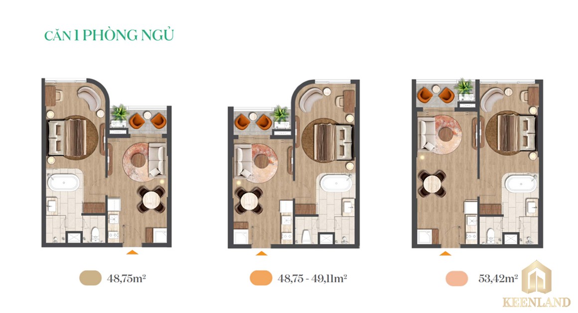 Thiết kế căn hộ 1 PN dự án Five Seasons Homes Vũng Tàu
