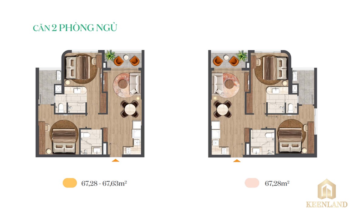 Thiết kế căn hộ 2 PN dự án Five Seasons Homes Vũng Tàu