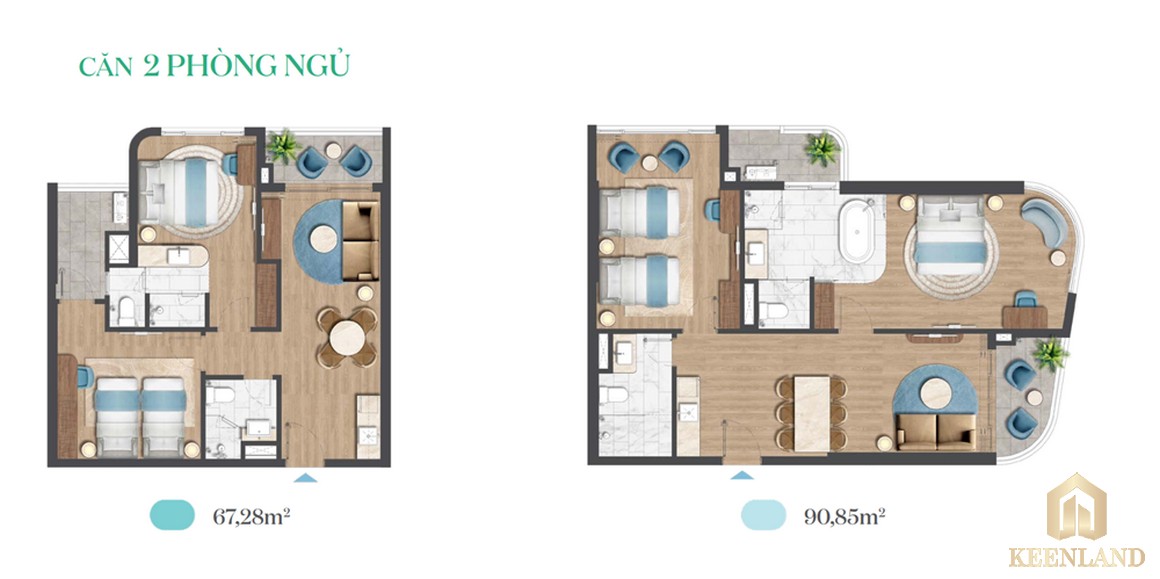 Thiết kế căn hộ 2 PN dự án Five Seasons Homes Vũng Tàu