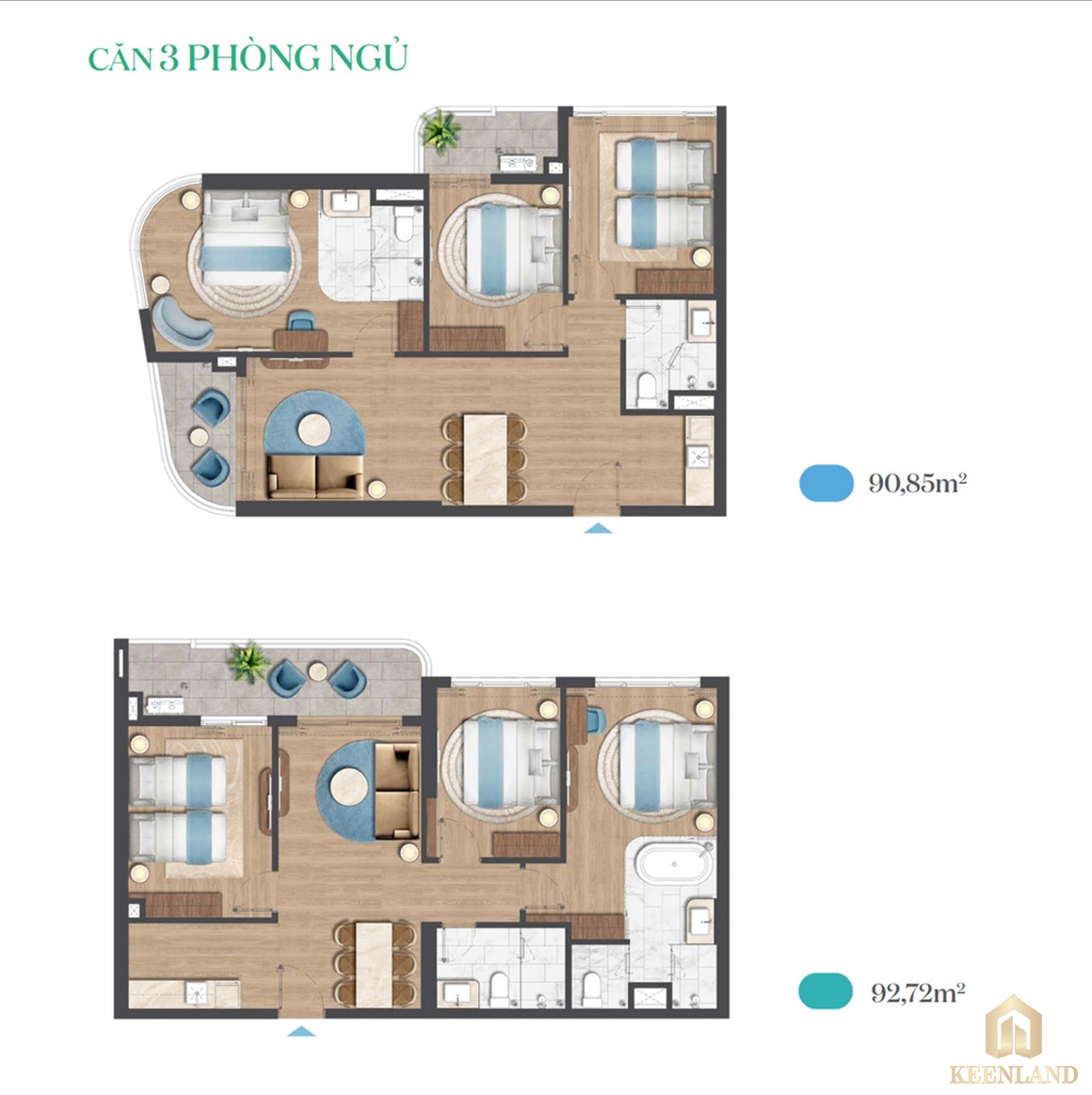 Thiết kế căn hộ 3 PN dự án Five Seasons Homes Vũng Tàu