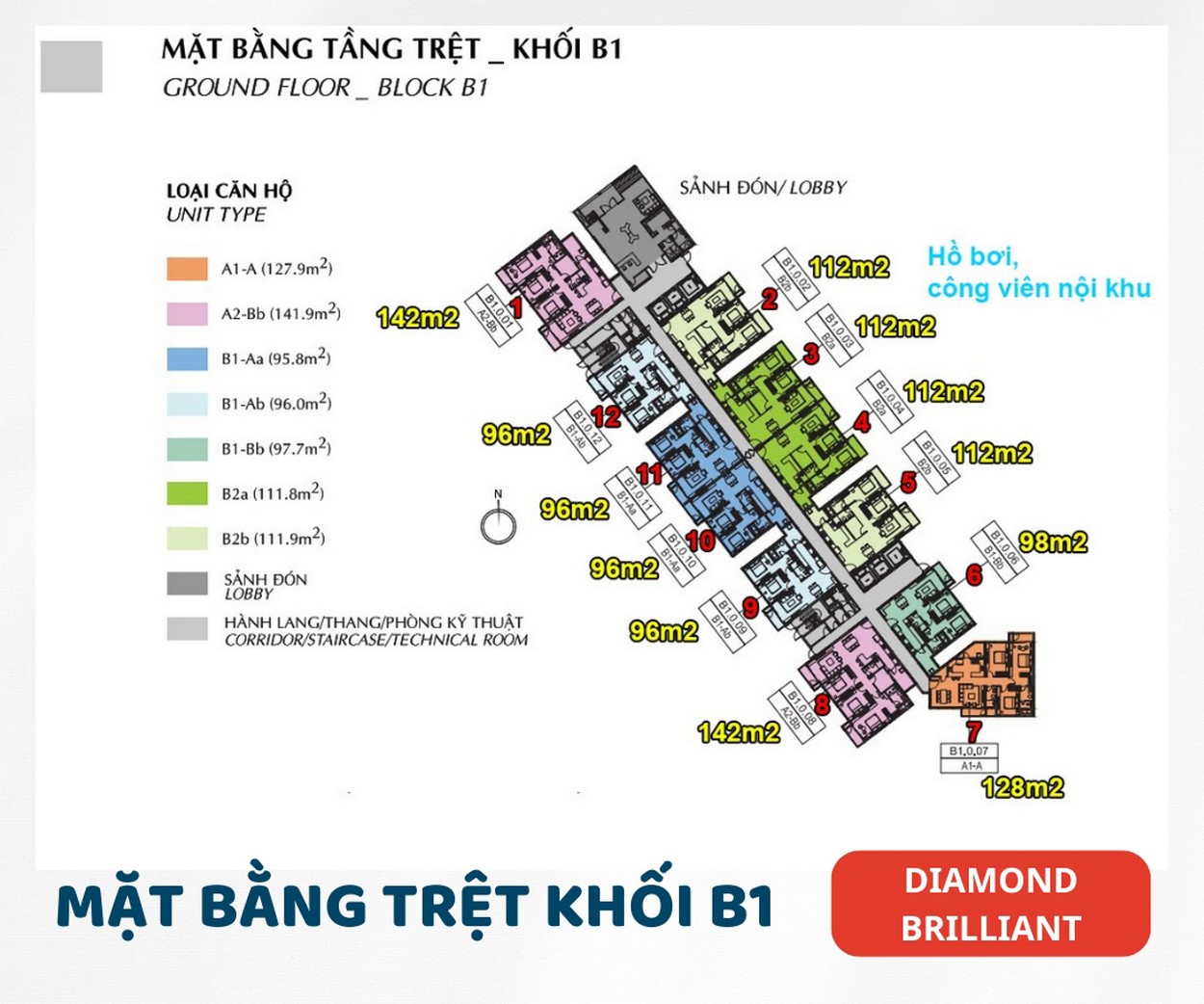 mặt bằng căn hộ Diamond Brilliant 