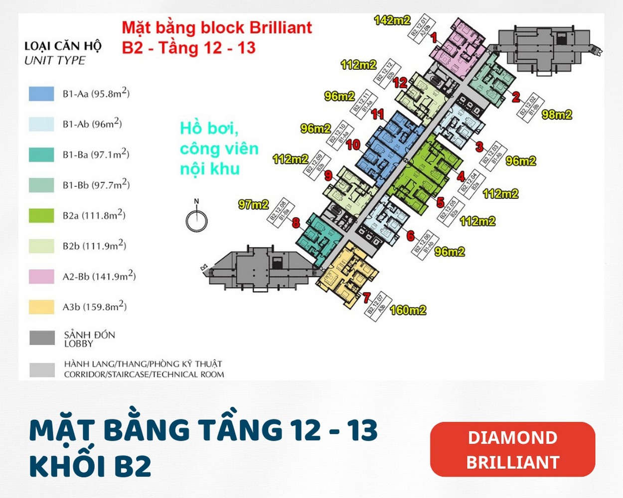 mặt bằng căn hộ Diamond Brilliant 