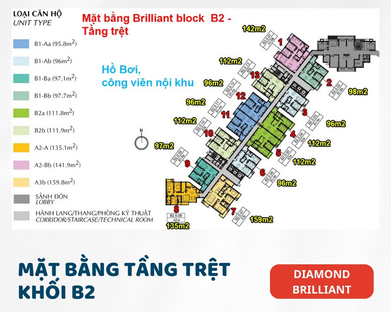 mặt bằng căn hộ Diamond Brilliant 