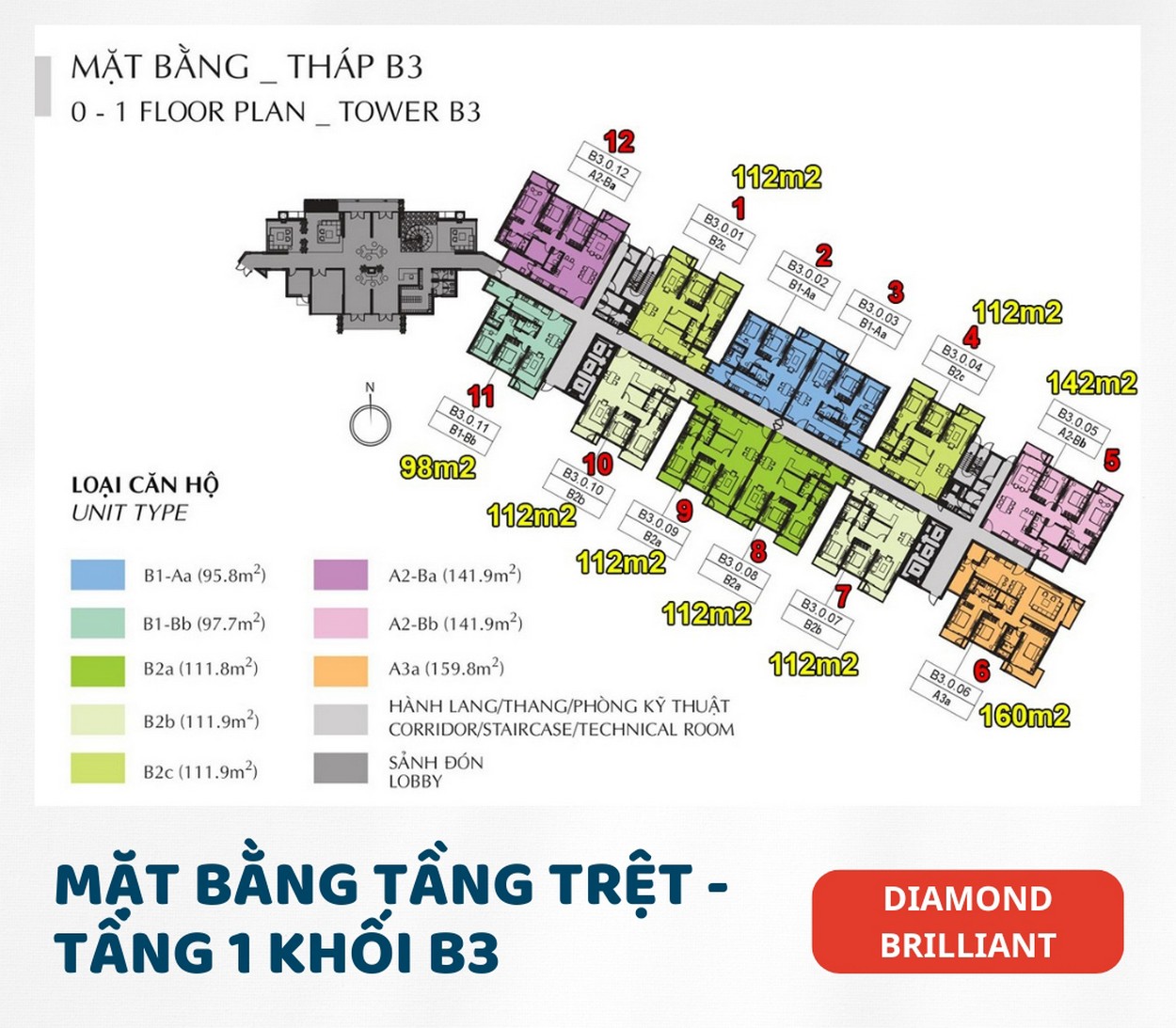 mặt bằng căn hộ Diamond Brilliant 