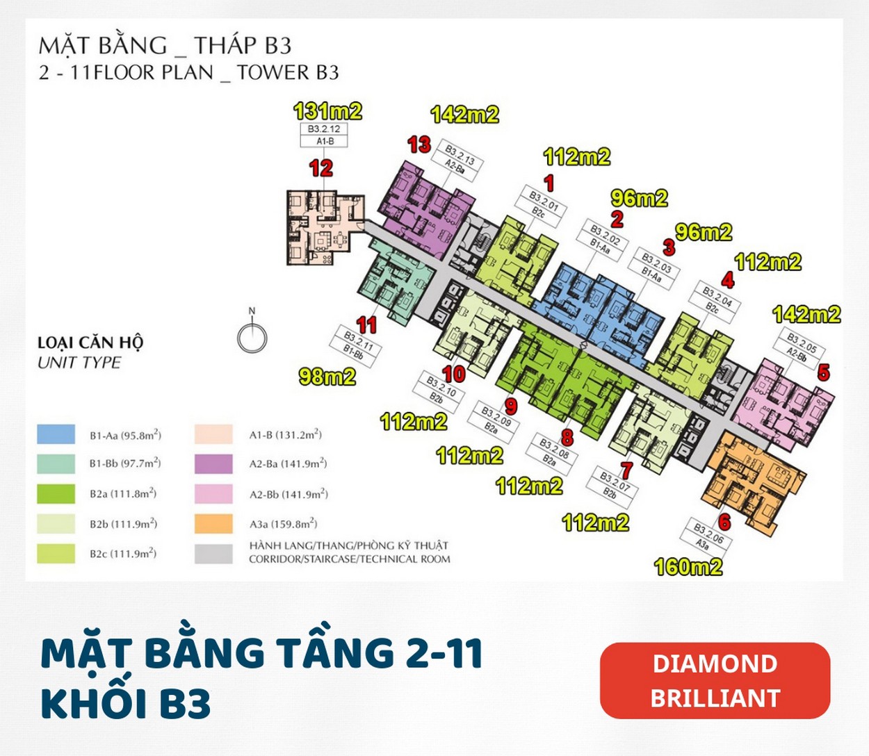 mặt bằng căn hộ Diamond Brilliant 