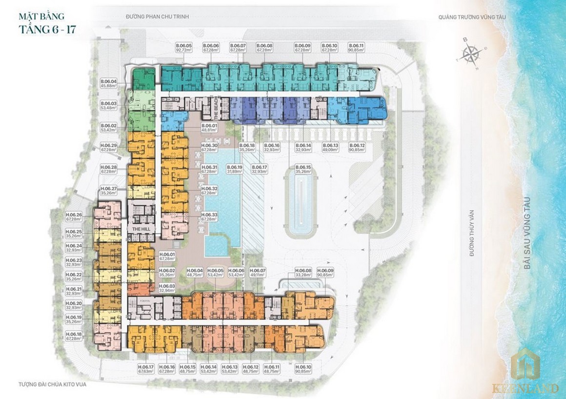 Mặt bằng tầng 6 - 17 dự án Five Seasons Homes Vũng Tàu