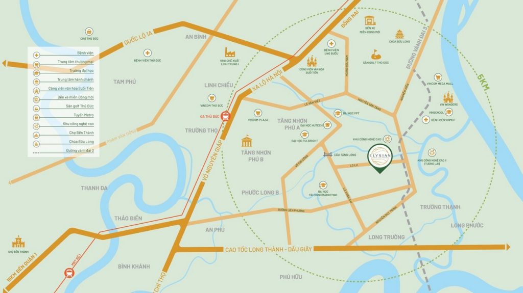 Vị trí dự án căn hộ Elysian Gamuda Land trên bản đồ