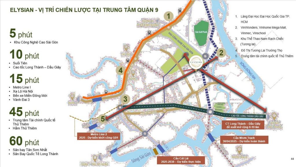 Elysian by gamuda Land có vị trí đắc địa nằm gần các tuyến giao thông trọng điểm tại thành phố Hồ chí Minh